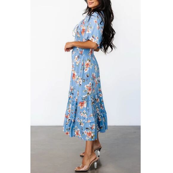 Baltic Born Blue Peach Floral Spell Boho Midi Dress Size S - Picture 12 of 13